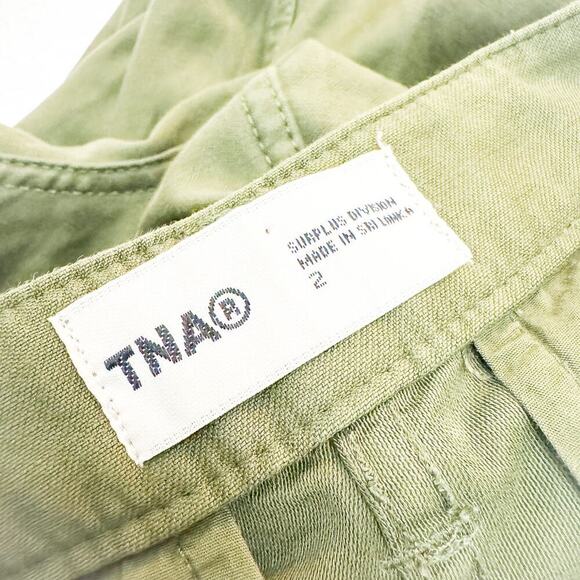 TNA Green Cargo Utility Straight Leg Denim Jeans RVST 03-06-35345-R-SP23 Size 2 - Picture 6 of 9